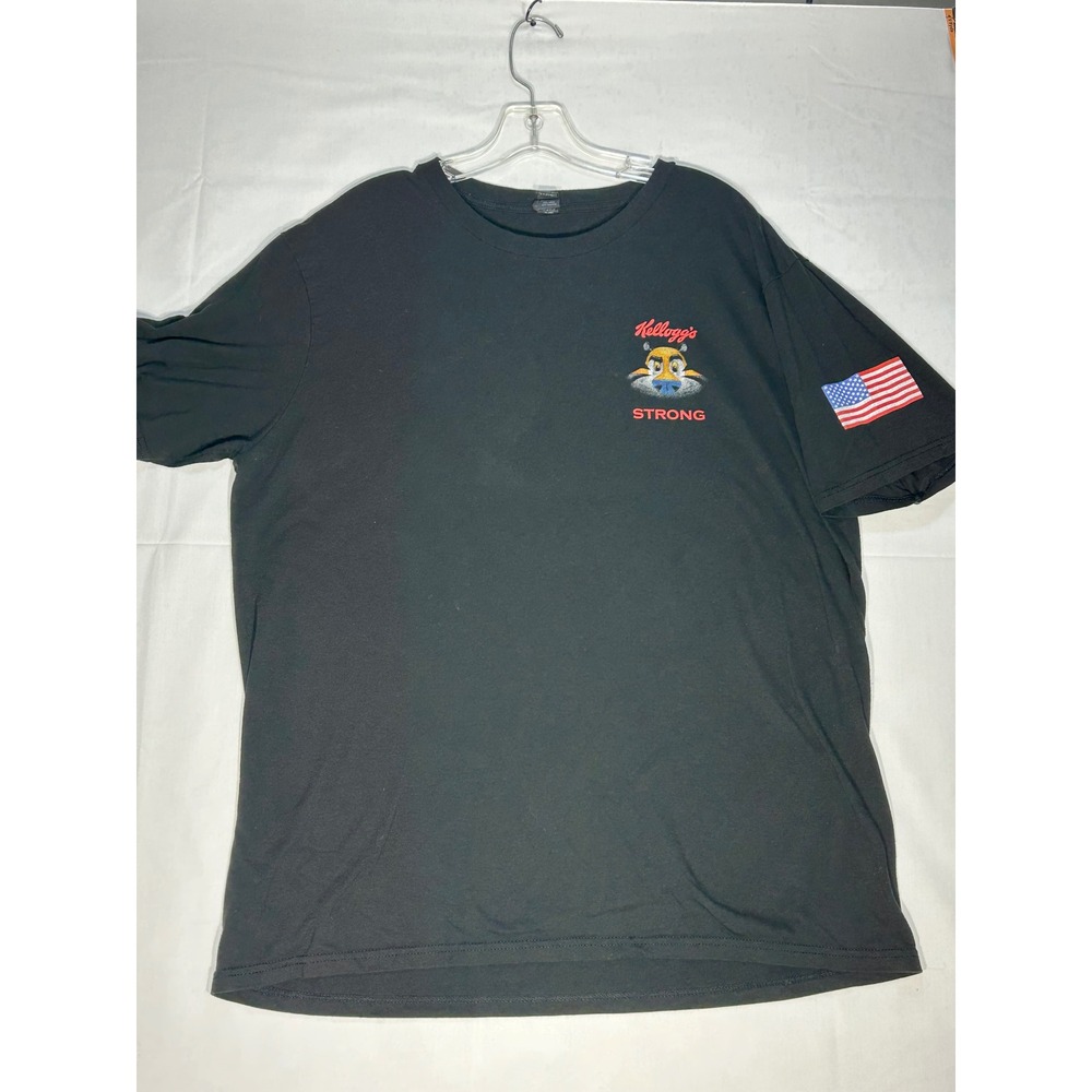 Kelloggs Strong Tony the Tiger Graphic T-Shirt Black American Flag Mens XL